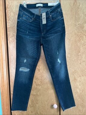 Ann Taylor Loft Jeans Size 8 Modern Crop Skinny Distressed Ripped Fray Hem NWT